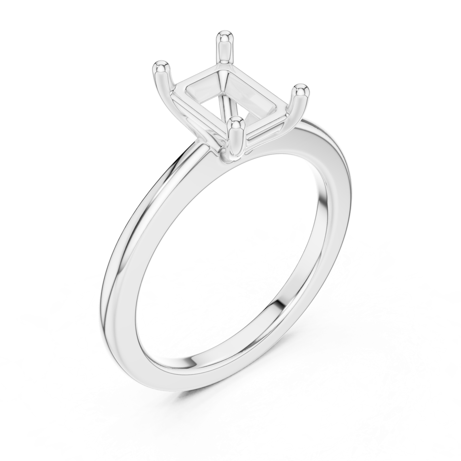 Gold Ring DDLR-032, Emerald center stone, White Gold, view 2