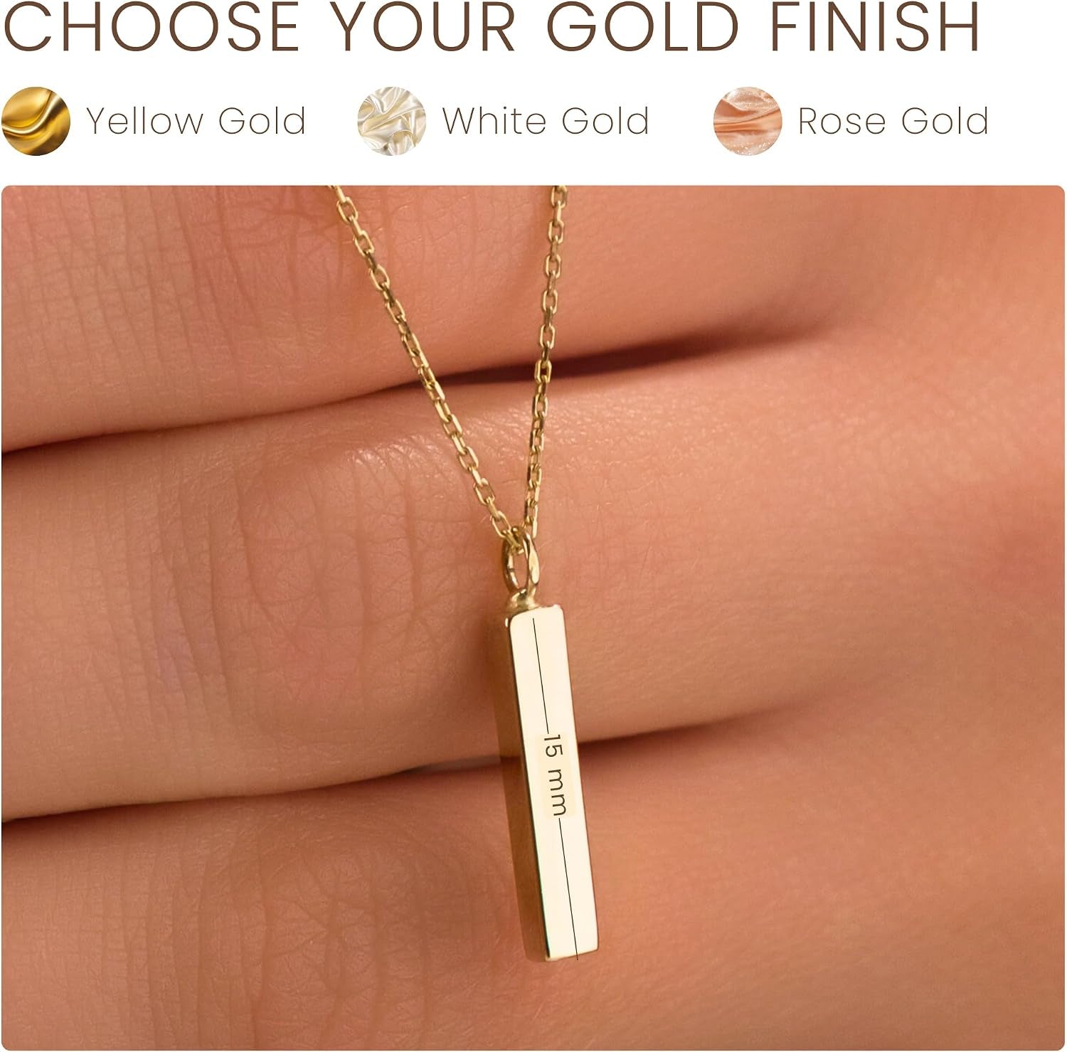 Gold Bar Urn Necklace (14K), size and finish