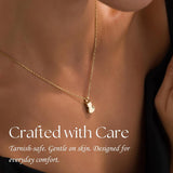 Gold Cat Urn Necklace, worn