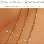 Type 2, Type 3, and Type 4 gold chain options
