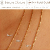 Type 2, Type 3, and Type 4 gold chain options