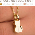 Gold Cat Urn Necklace, size and finish