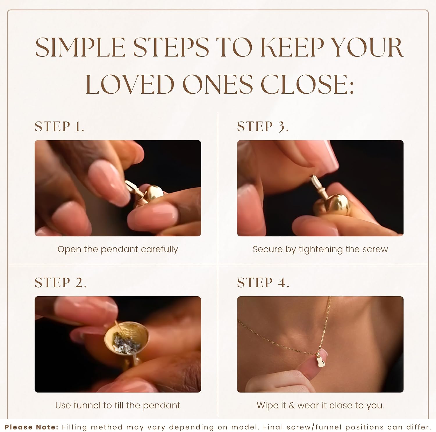 How to fill the Gold Cat Urn Necklace