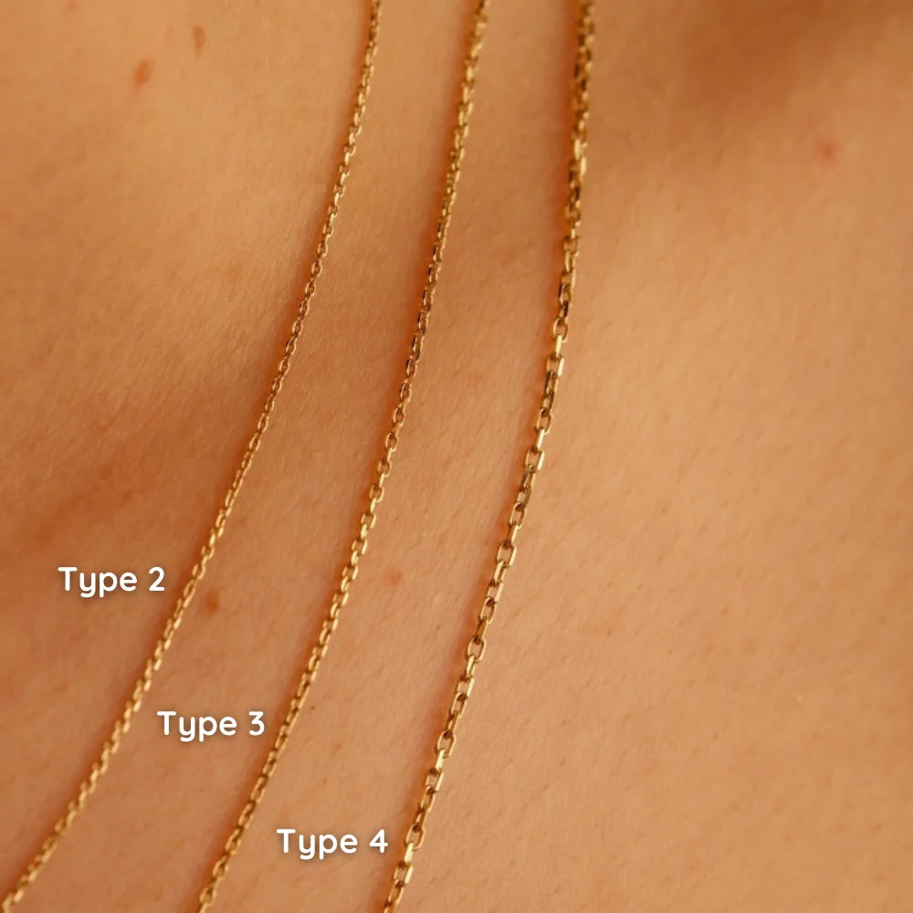 Type 2, Type 3, and Type 4 gold chain options