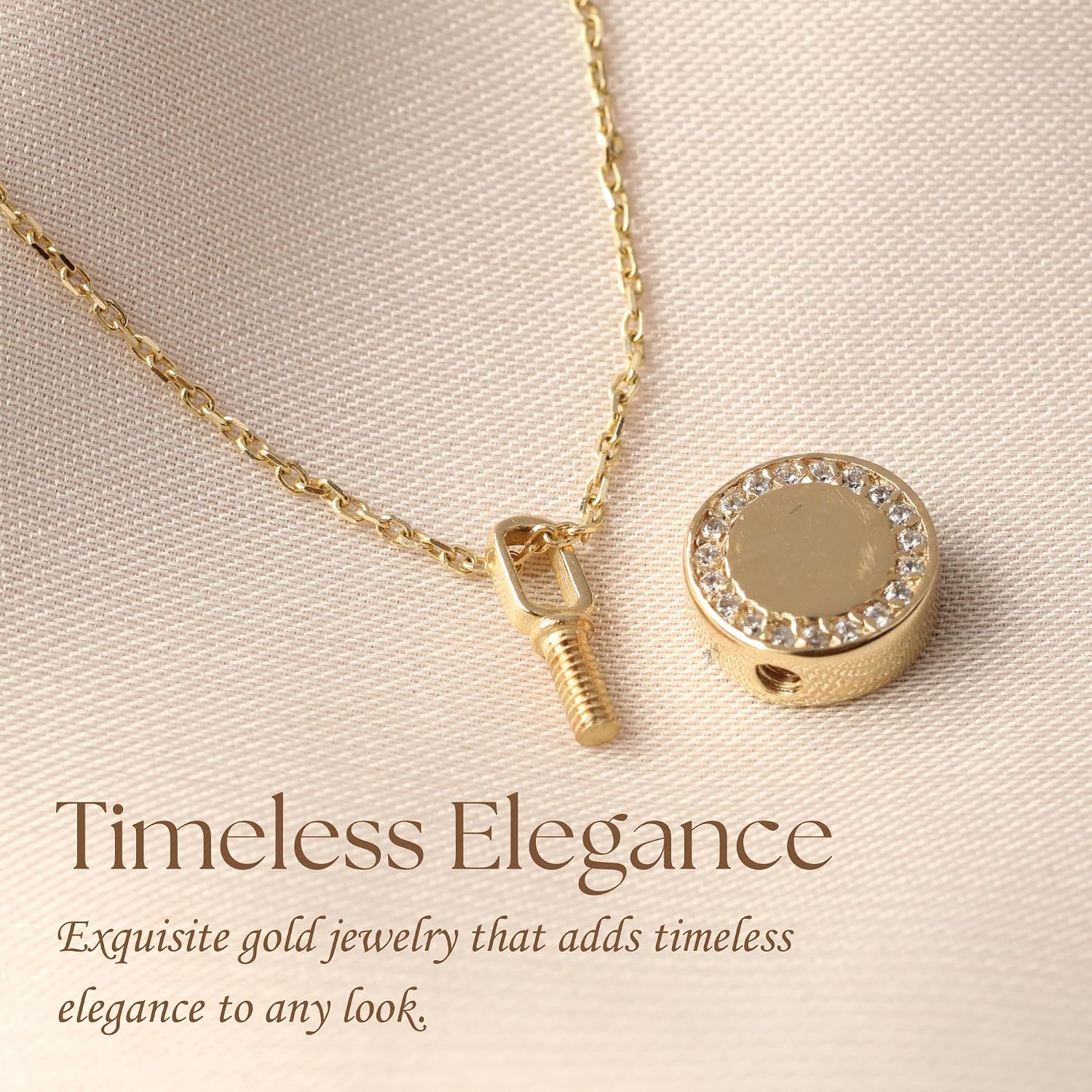 Gold Circle Urn Necklace with threaded screw