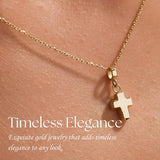 Gold Cross Urn Necklace (14K) with threaded screw