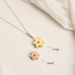 Gold Flower Urn Necklace (14K), worn