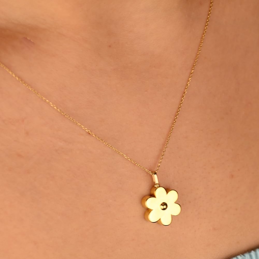 Gold Flower Urn Necklace (14K) with threaded screw