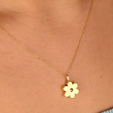 Gold Flower Urn Necklace (14K) with threaded screw