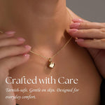 Gold Minimalist Heart Urn Necklace, worn