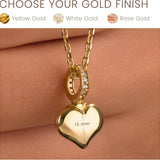 Gold Minimalist Heart Urn Necklace, size and finish