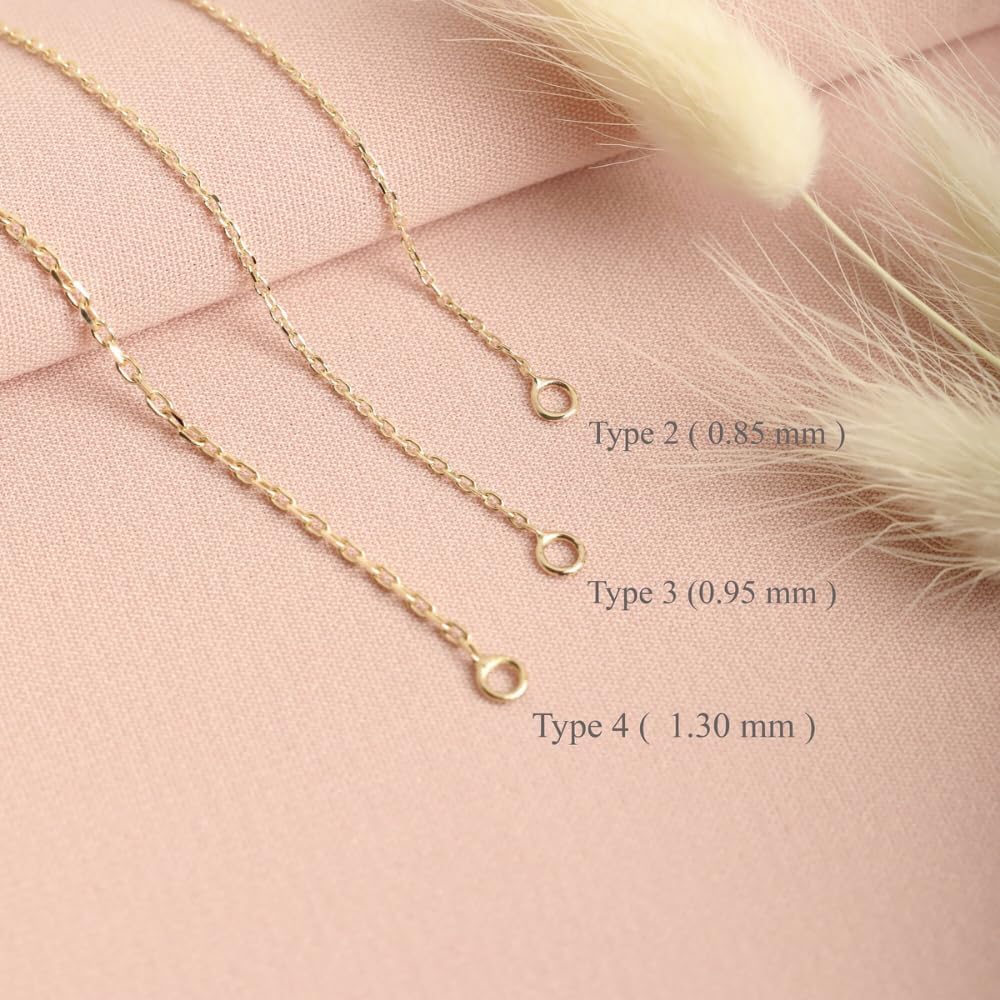 Type 2, Type 3, and Type 4 gold chain options