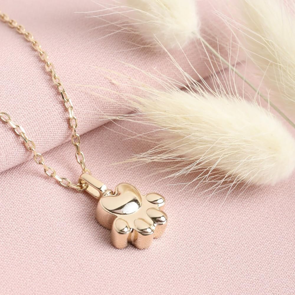 Gold Paw Urn Necklace with threaded screw