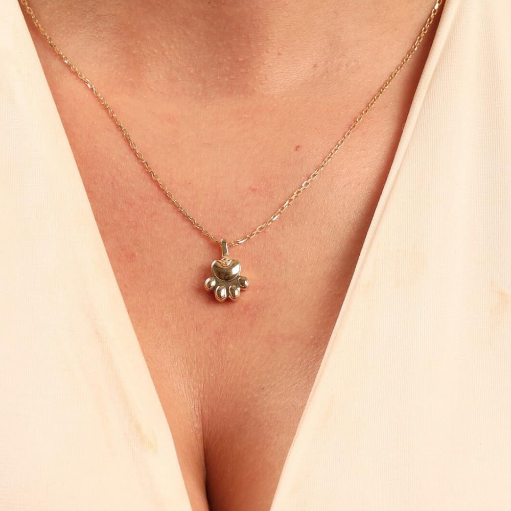 Gold Paw Urn Necklace, size and finish