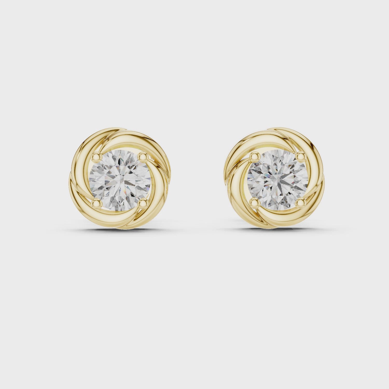 Gold Earrings ER-0018, Yellow Gold, 360 video