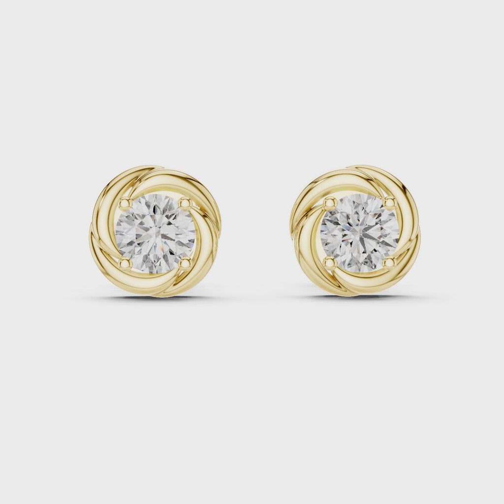 Gold Earrings ER-0018, Yellow Gold, 360 video