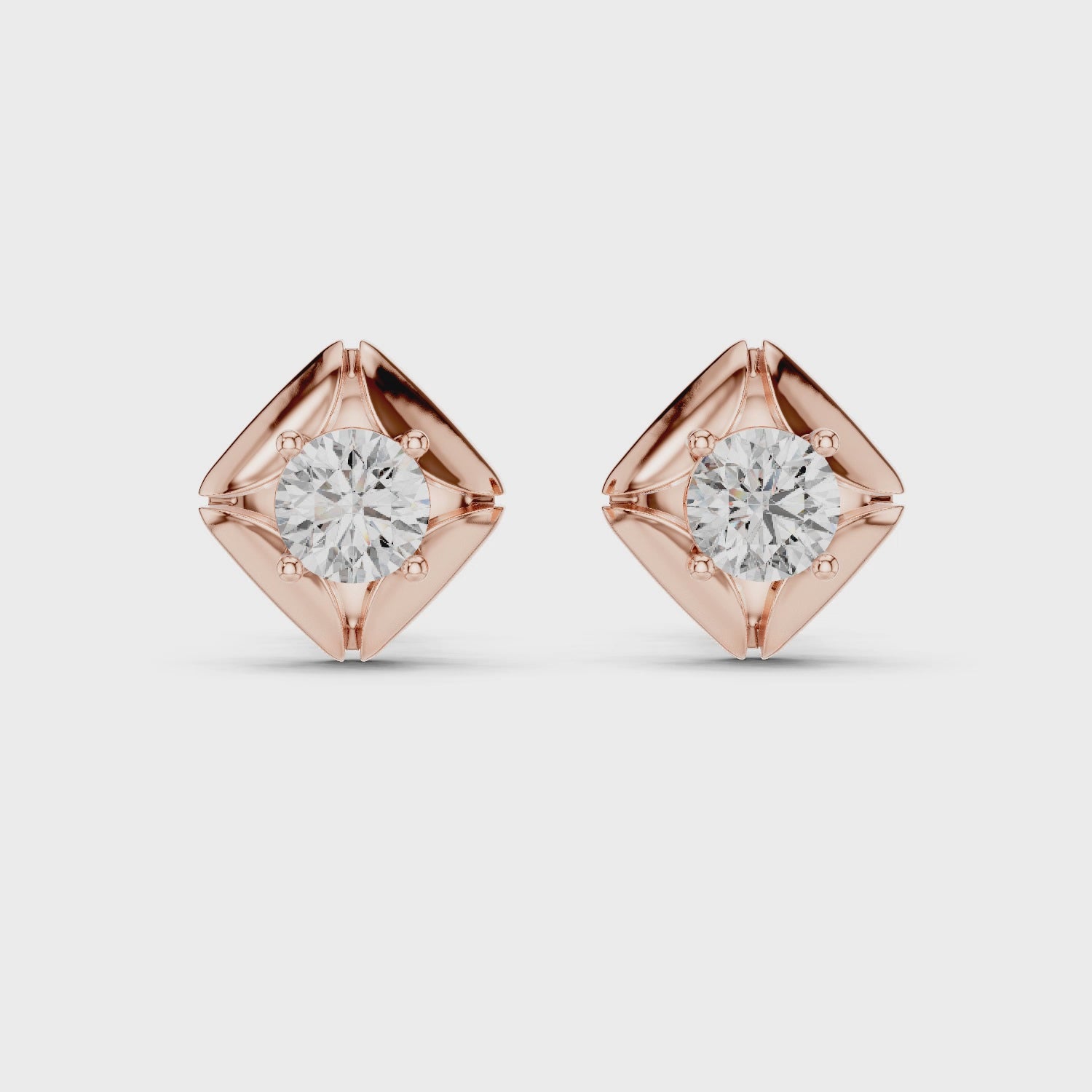 Gold Earrings ER-0019, Rose Gold, 360 video