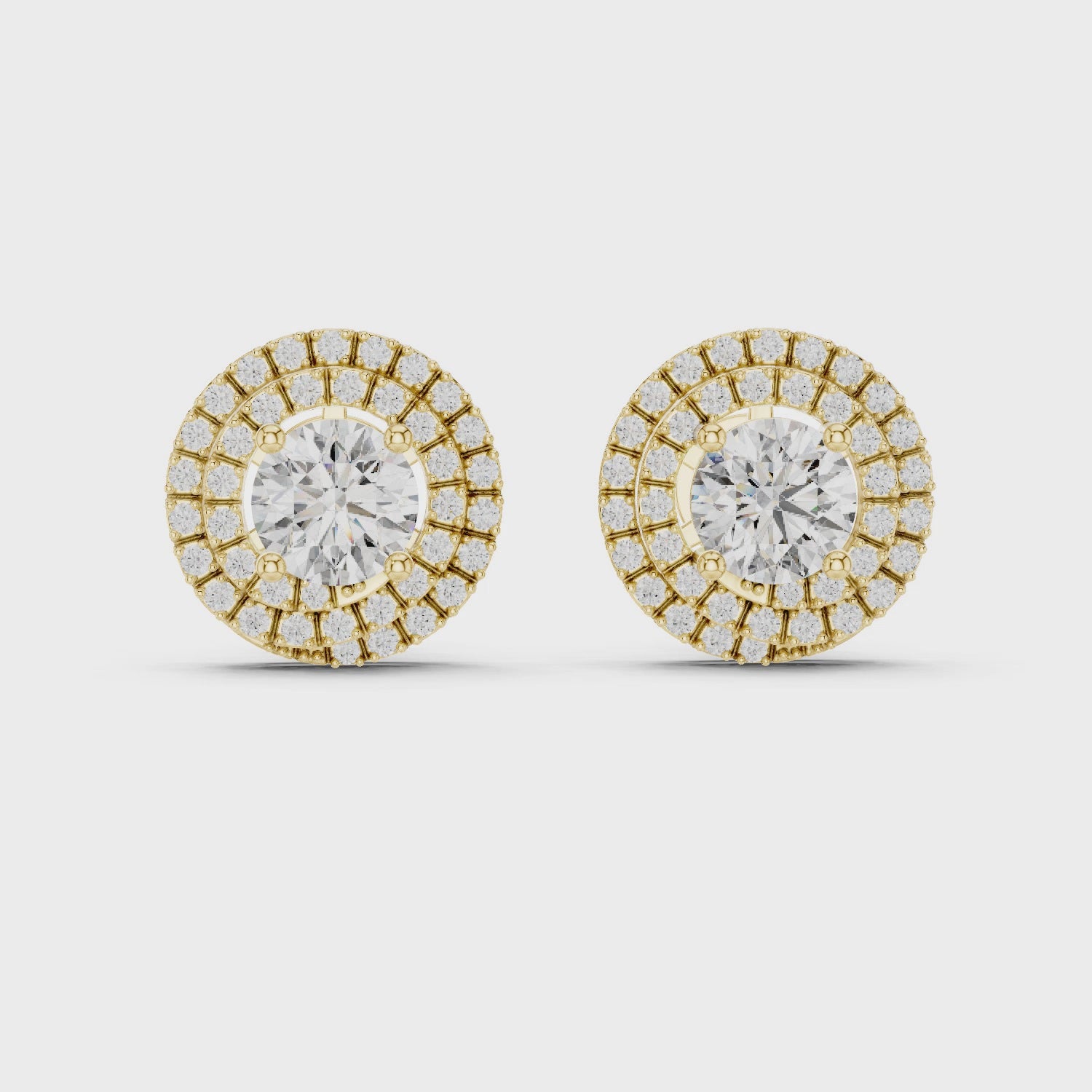 Gold Earrings ER-0017, Yellow Gold, 360 video