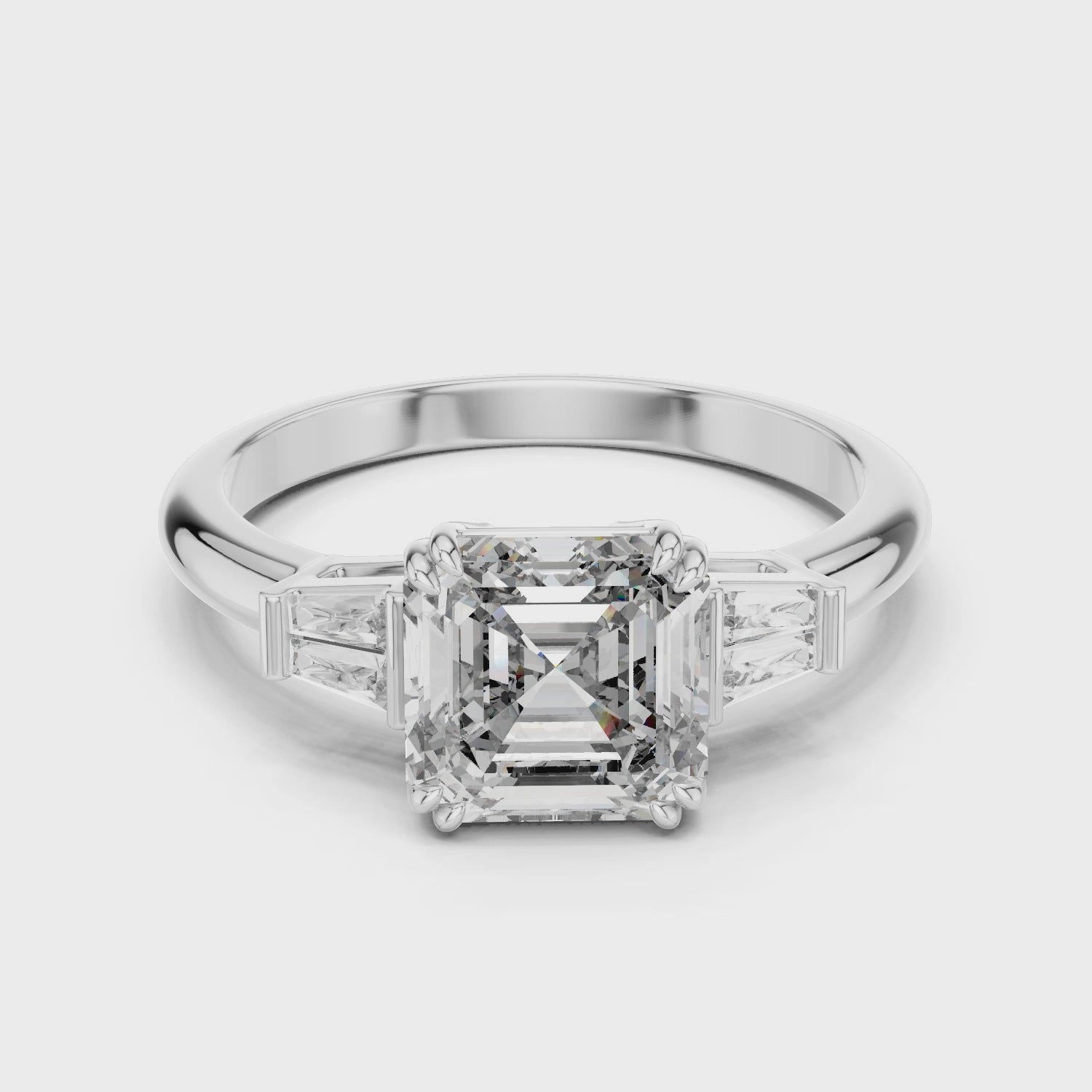 Gold Ring LR-0052, White Gold, 360 video