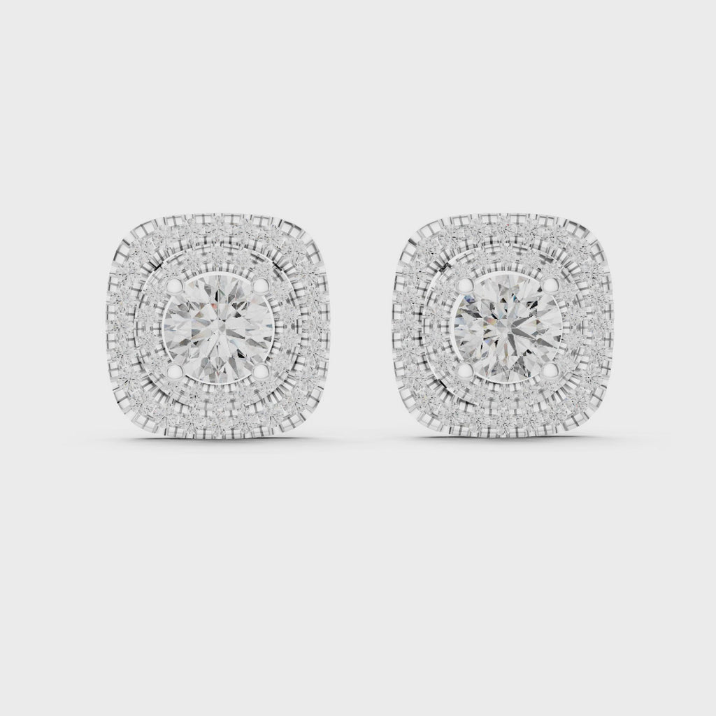Gold Earrings ER-0010, White Gold, 360 video
