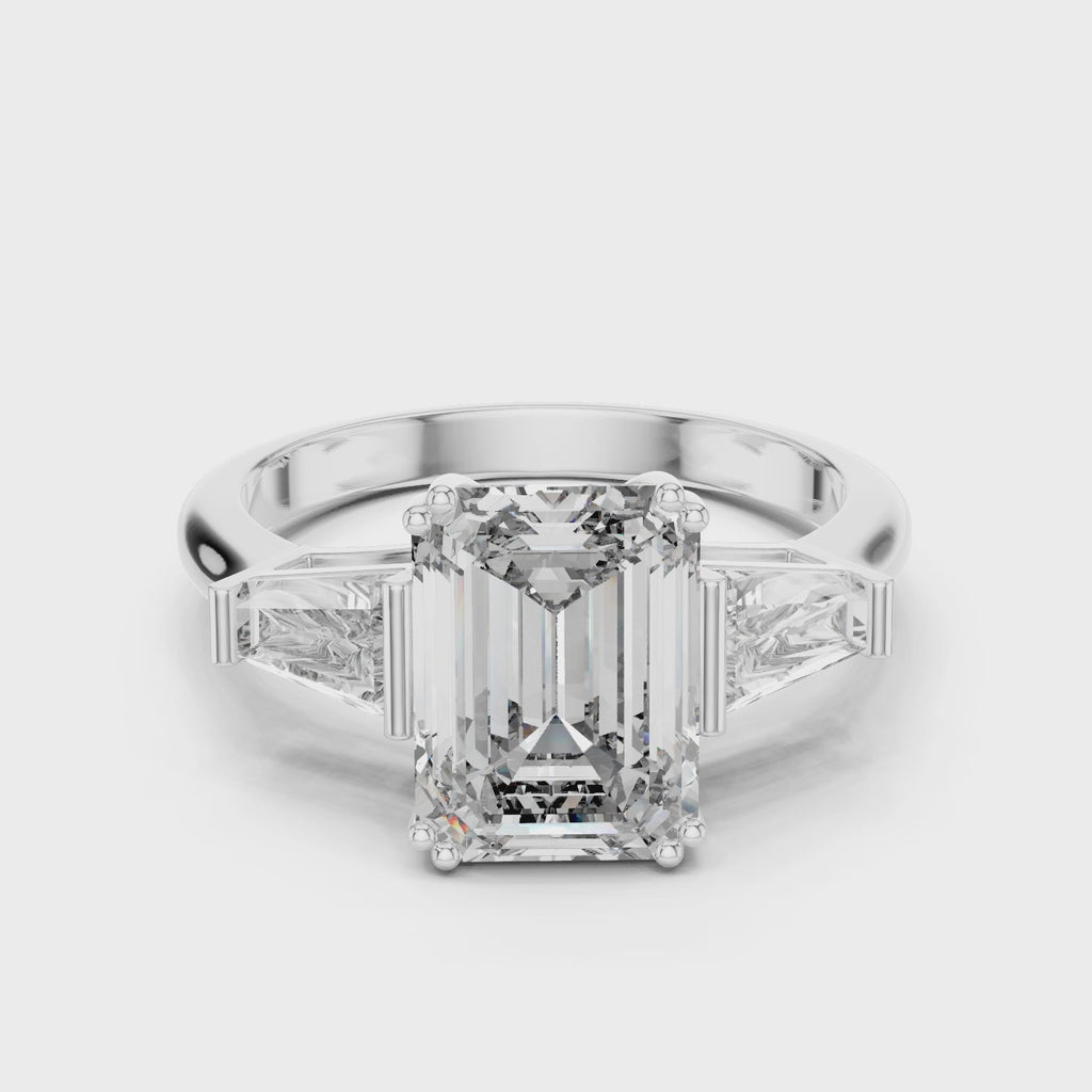 Gold Ring LR-0047, White Gold, 360 video