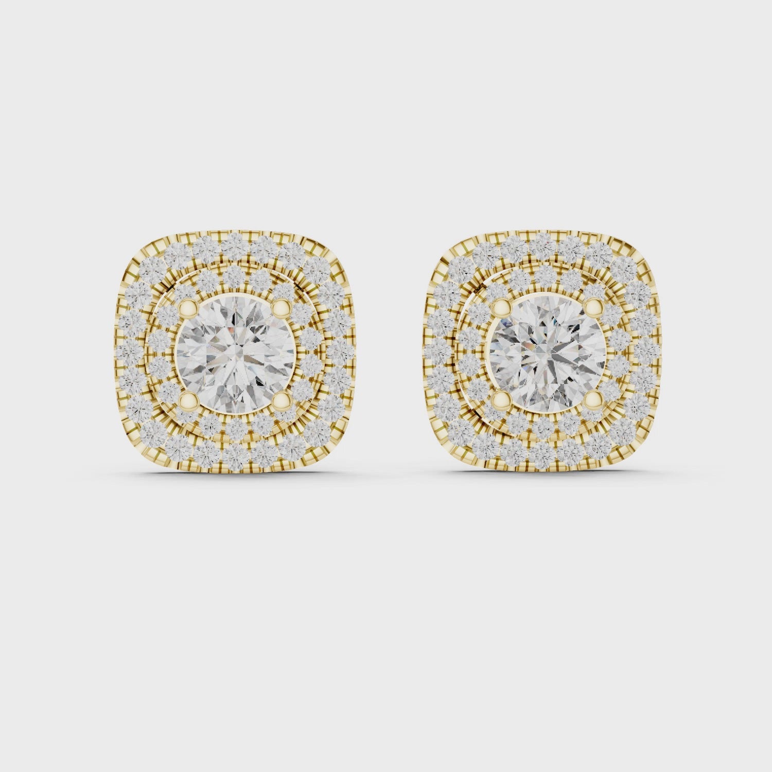 Gold Earrings ER-0010, Yellow Gold, 360 video