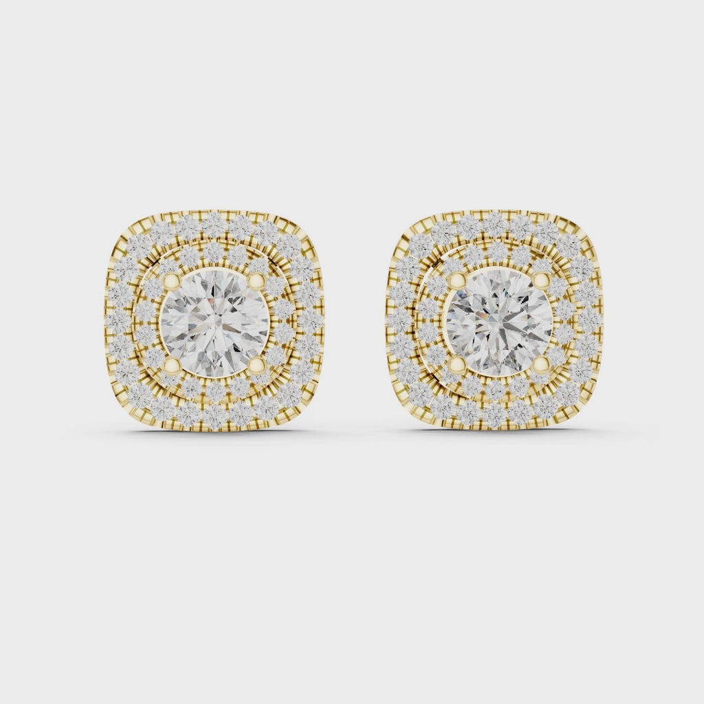 Gold Earrings ER-0010, Yellow Gold, 360 video