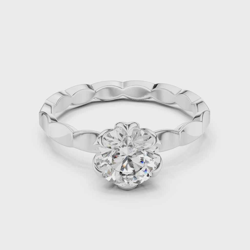 Gold Ring LR-0019, White Gold, 360 video