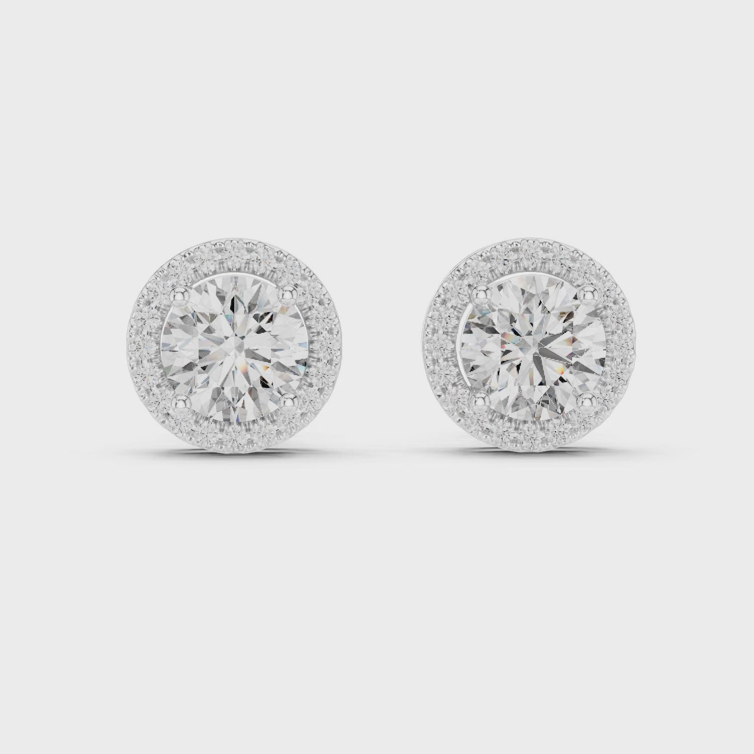 Gold Earrings ER-0015, White Gold, 360 video