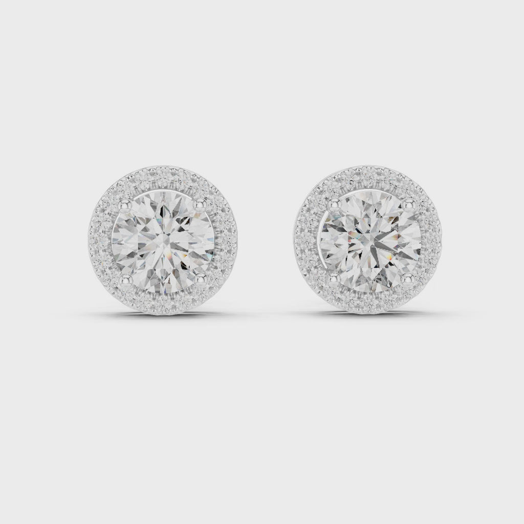 Gold Earrings ER-0015, White Gold, 360 video