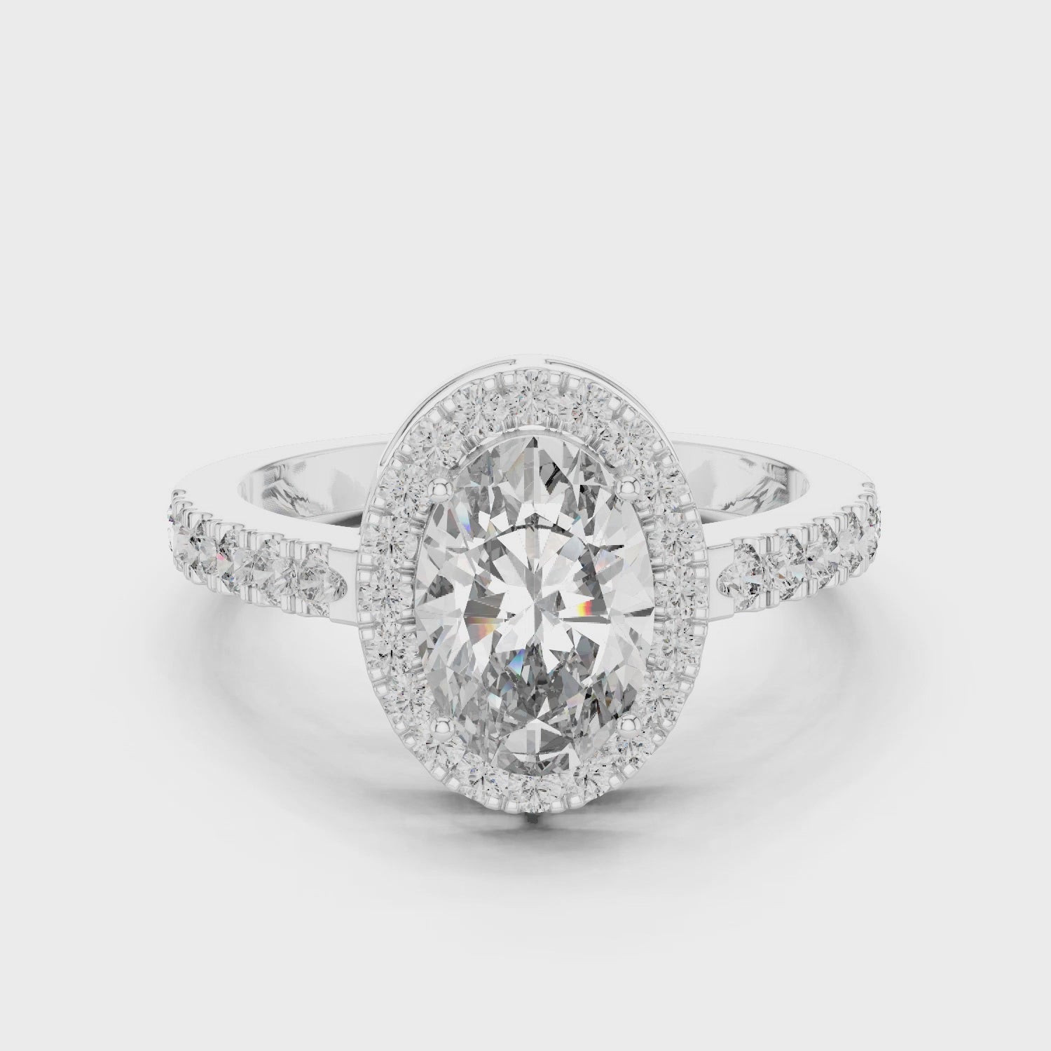 Gold Ring LR-0050, White Gold, 360 video