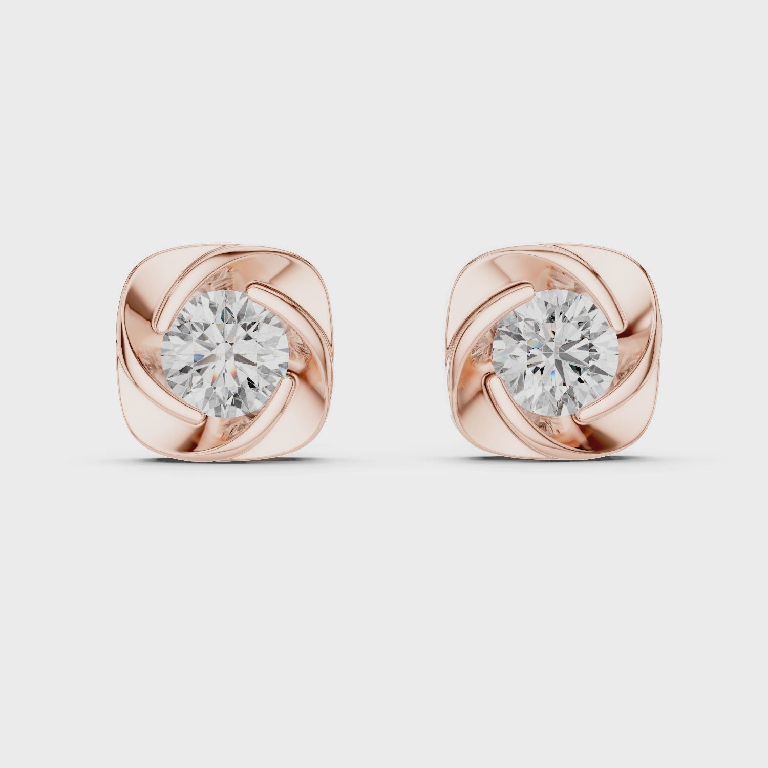 Gold Earrings ER-0020, Rose Gold, 360 video