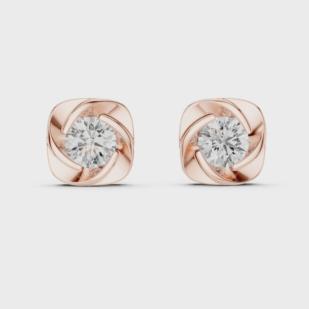 Gold Earrings ER-0020, Rose Gold, 360 video
