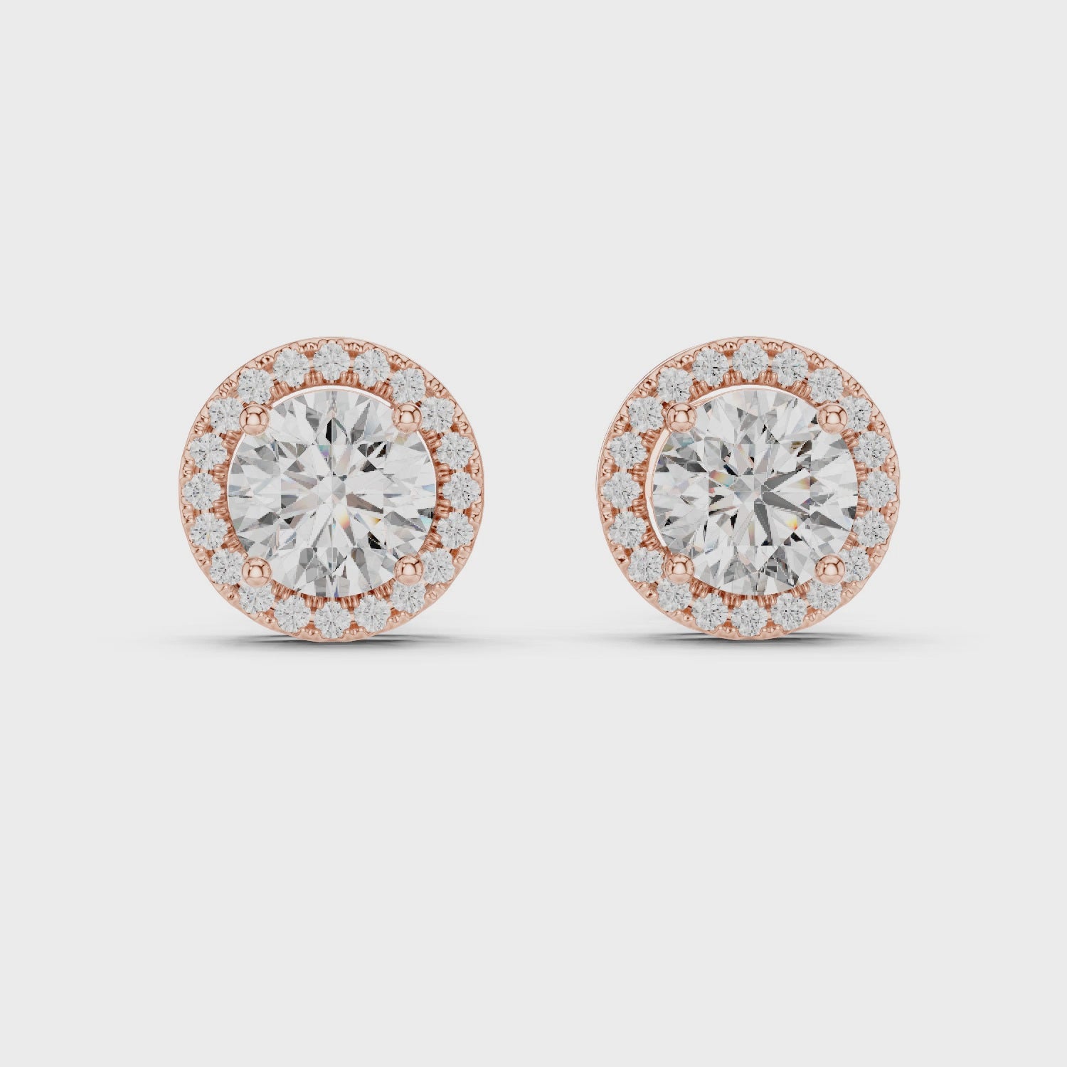 Gold Earrings ER-0015, Rose Gold, 360 video