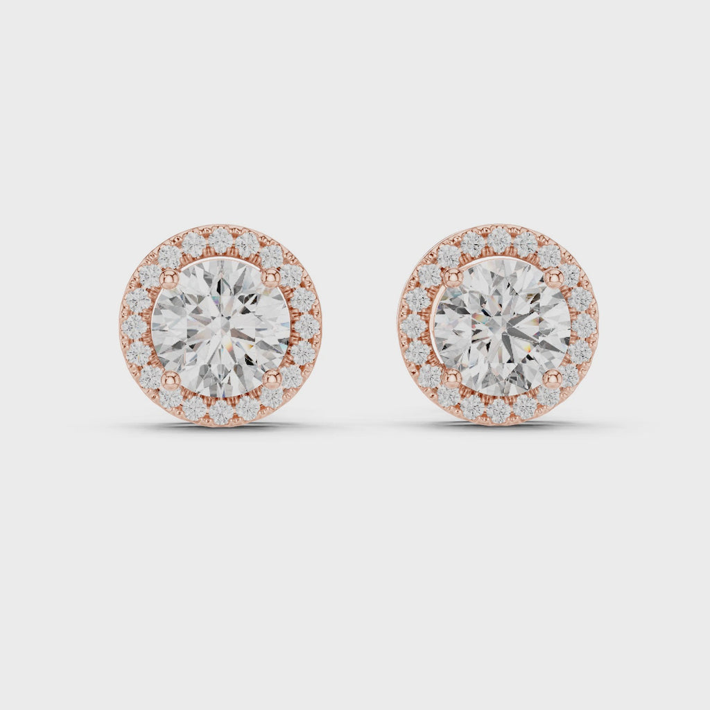 Gold Earrings ER-0015, Rose Gold, 360 video