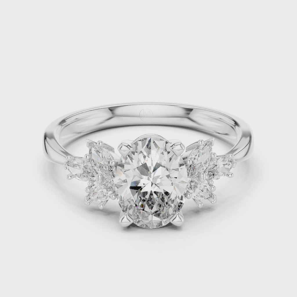 Gold Ring 20-10002L, White Gold, 360 video