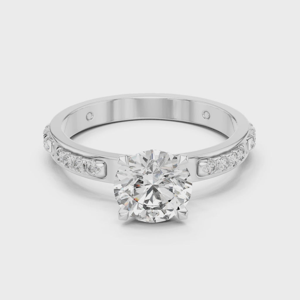 Gold Ring LR-0039, White Gold, 360 video