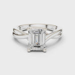 Gold Twisted Band Solitaire Engagement Ring, Emerald center stone, White Gold, 360 video