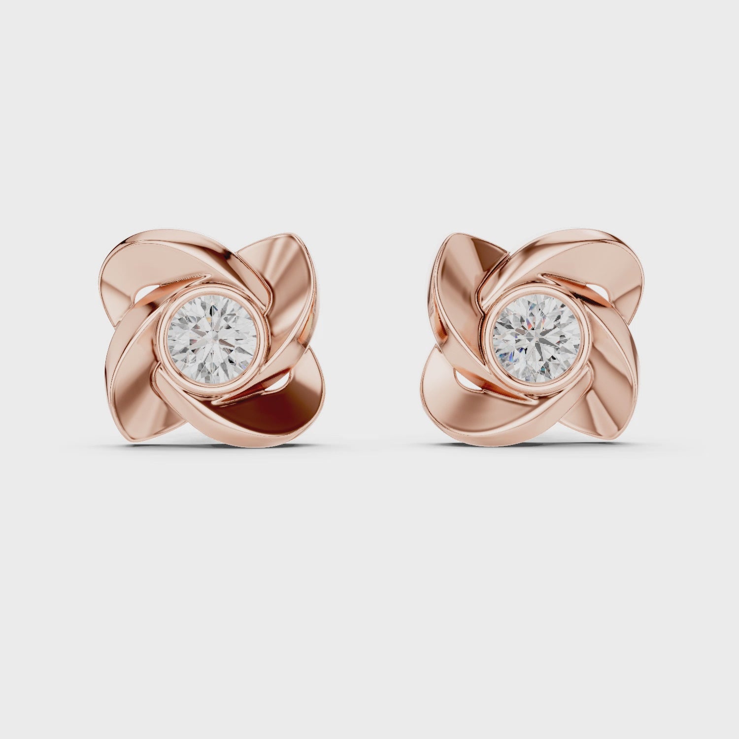 Gold Earrings ER-0021, Rose Gold, 360 video
