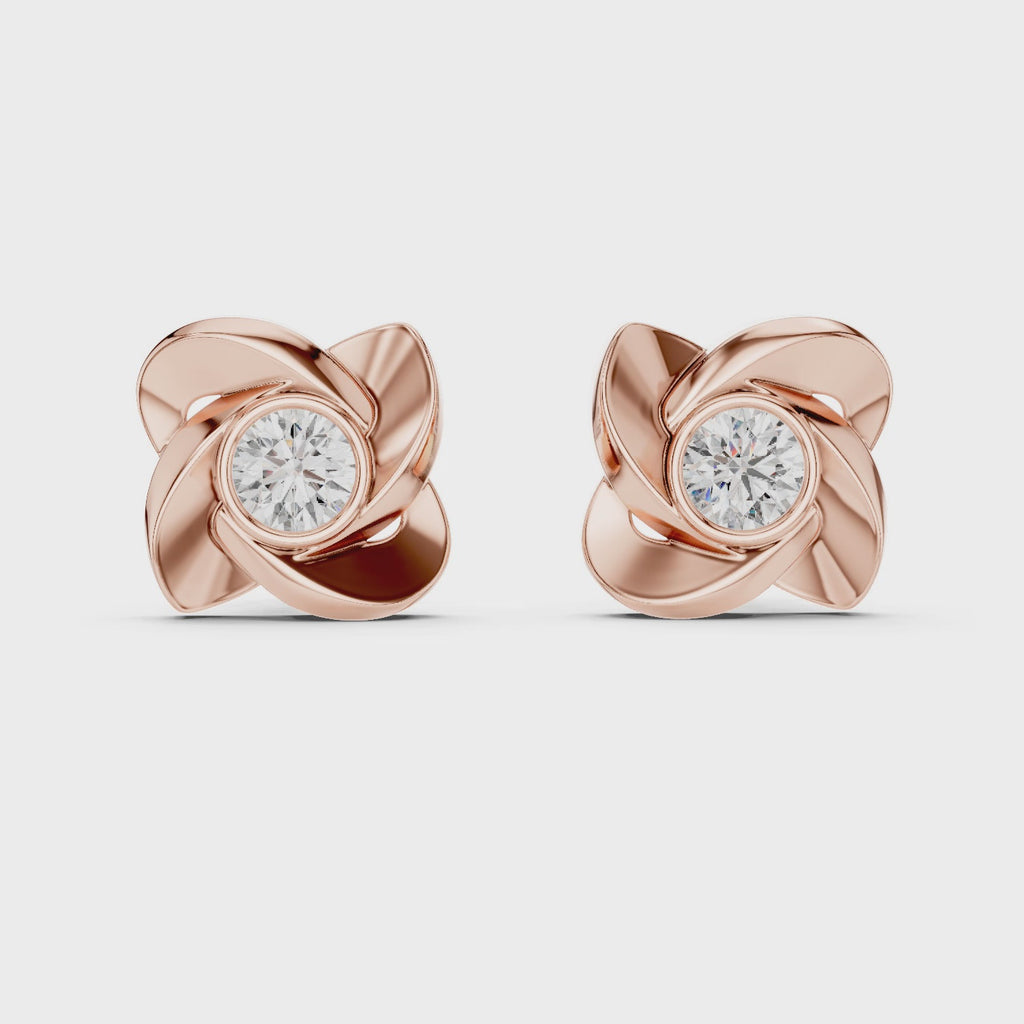 Gold Earrings ER-0021, Rose Gold, 360 video