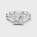 Gold Twisted Band Solitaire Engagement Ring, Princess center stone, White Gold, 360 video