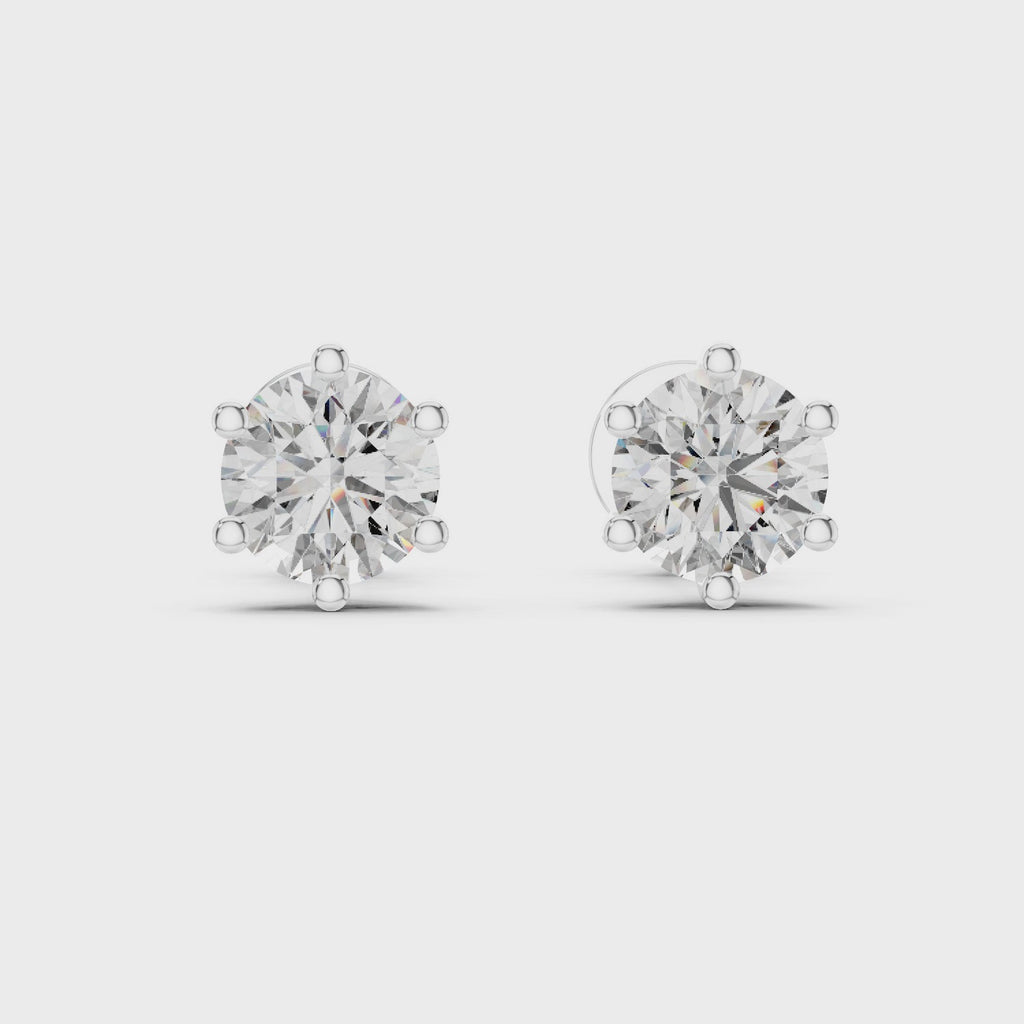 Gold Earrings ER-0012, White Gold, 360 video
