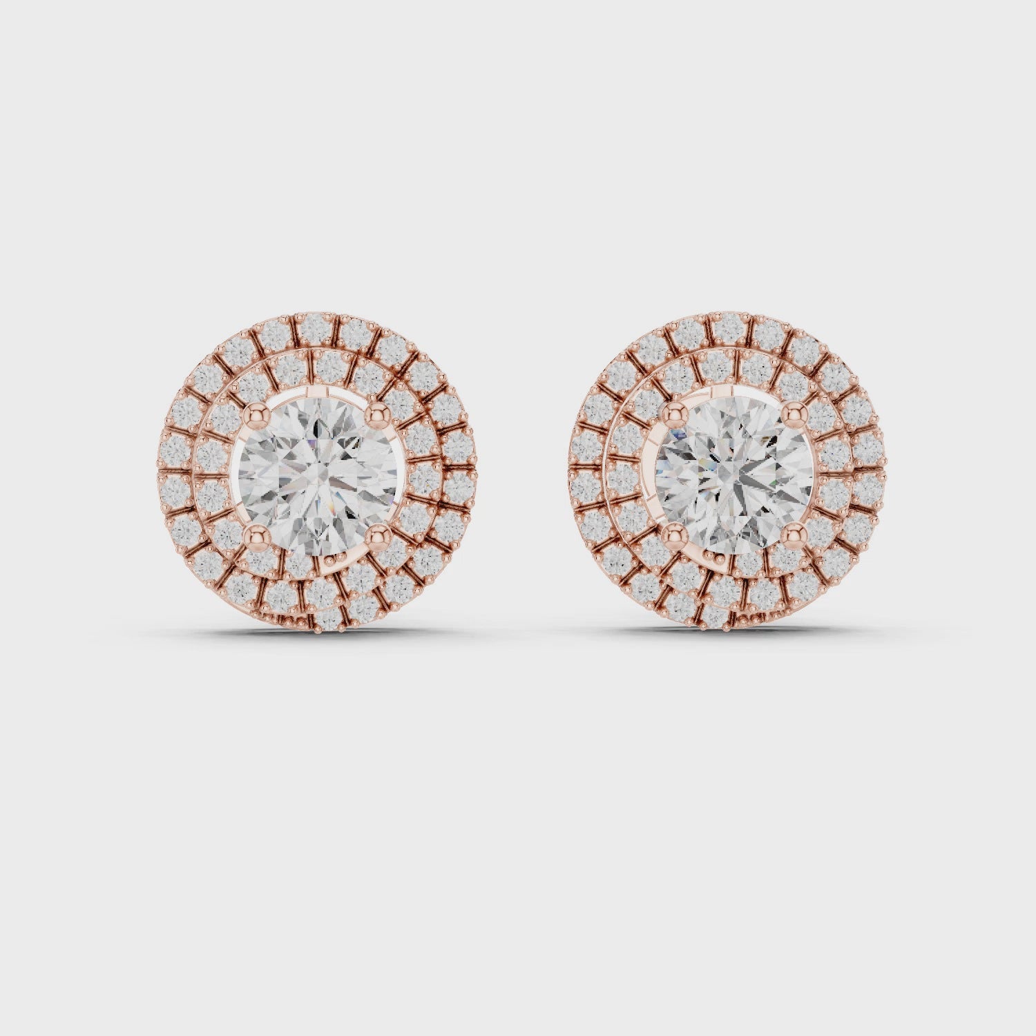 Gold Earrings ER-0017, Rose Gold, 360 video