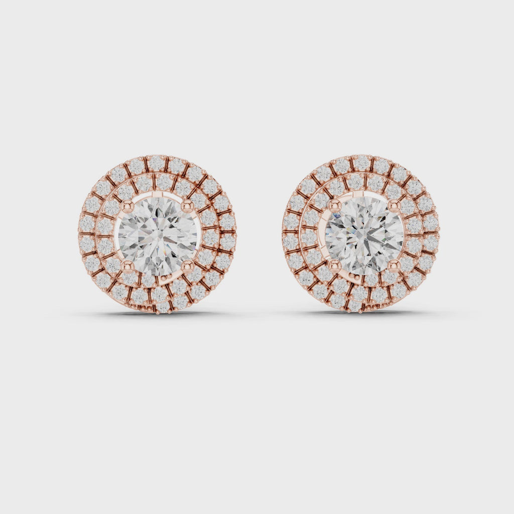 Gold Earrings ER-0017, Rose Gold, 360 video