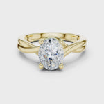 Gold Twisted Band Solitaire Engagement Ring, Oval center stone, Yellow Gold, 360 video