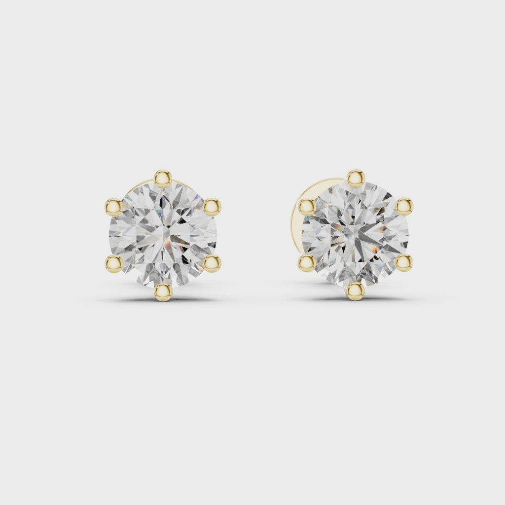Gold Earrings ER-0012, Yellow Gold, 360 video