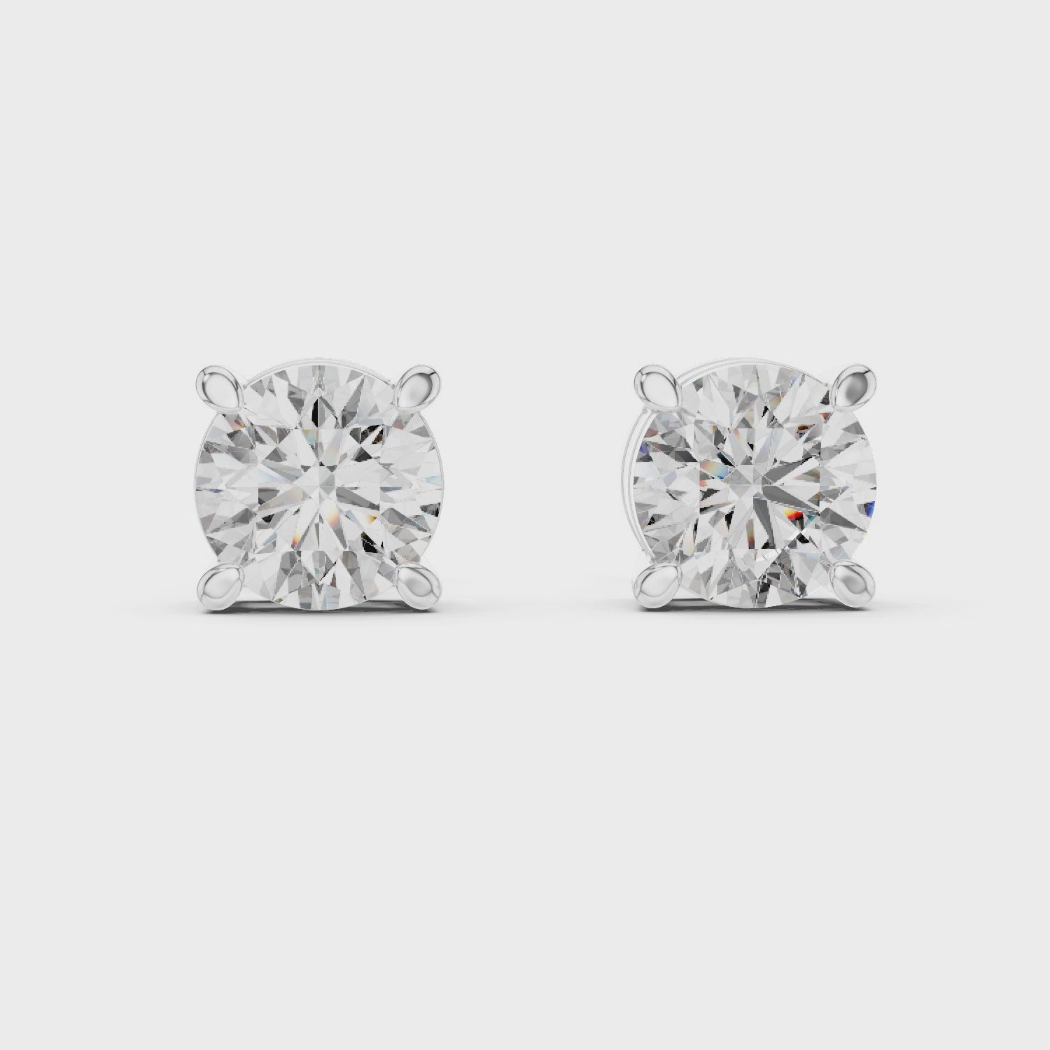 Gold Earrings ER-0016, White Gold, 360 video