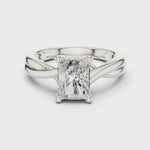 Gold Twisted Band Solitaire Engagement Ring, Radiant center stone, White Gold, 360 video