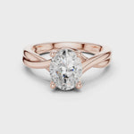 Gold Twisted Band Solitaire Engagement Ring, Oval center stone, Rose Gold, 360 video