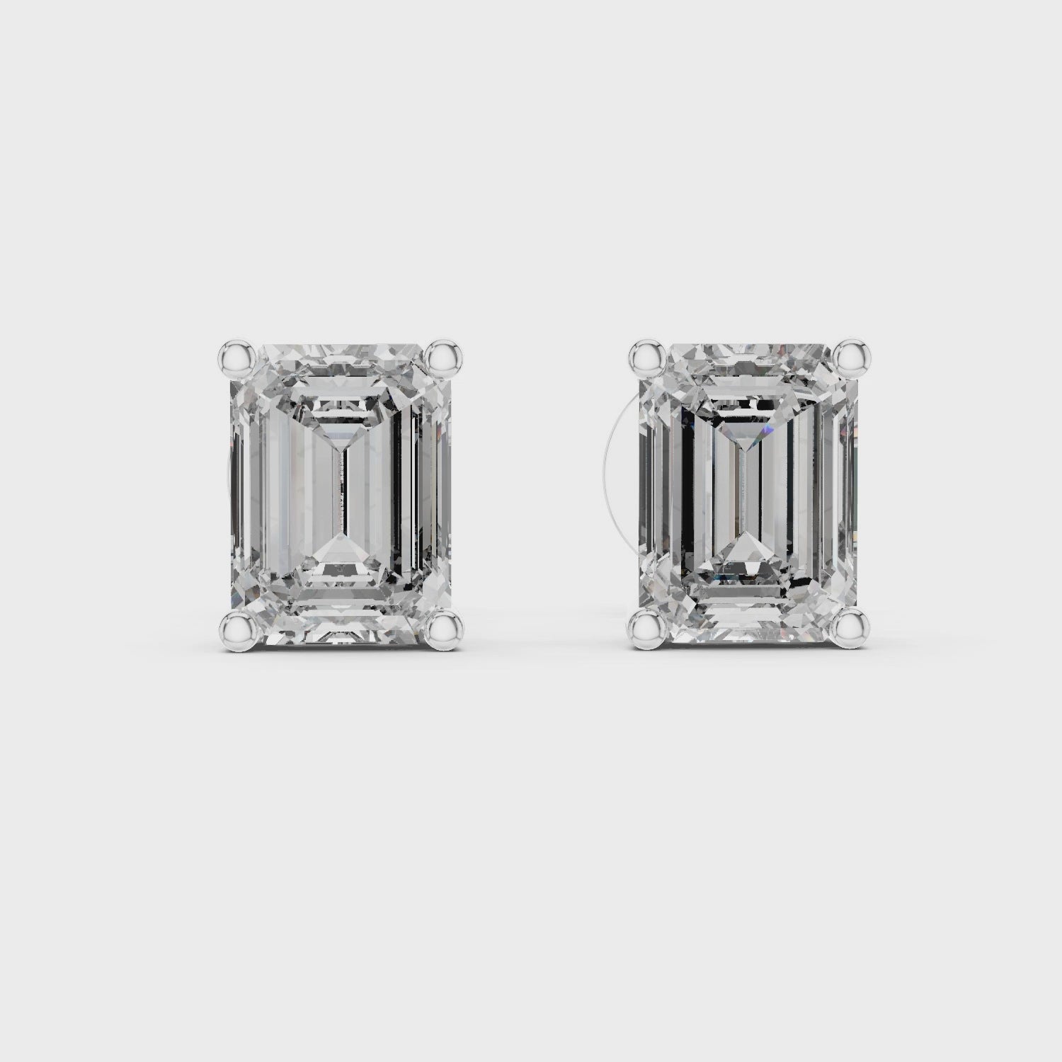 Gold Earrings ER-0007, White Gold, 360 video